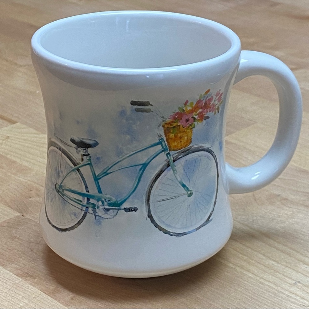Hallmark coffee mug bicycle flower basket Debbie Macomber Cedar Cove collection